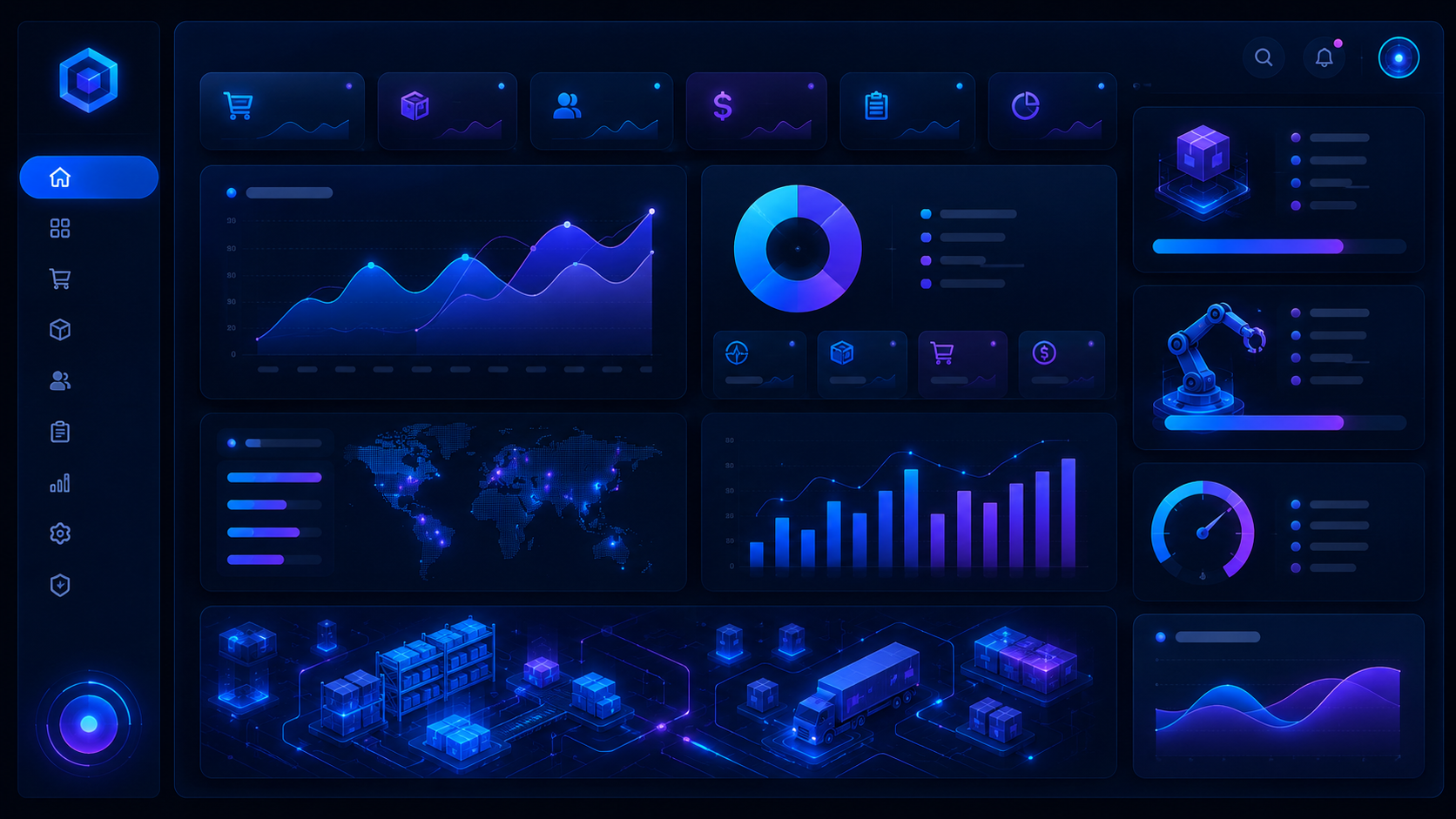 Dashboard empresarial para inventario, reportes y automatización